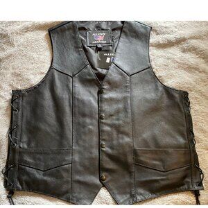 NWT Allstate Leather Side Laced Vest in Split Cowhide